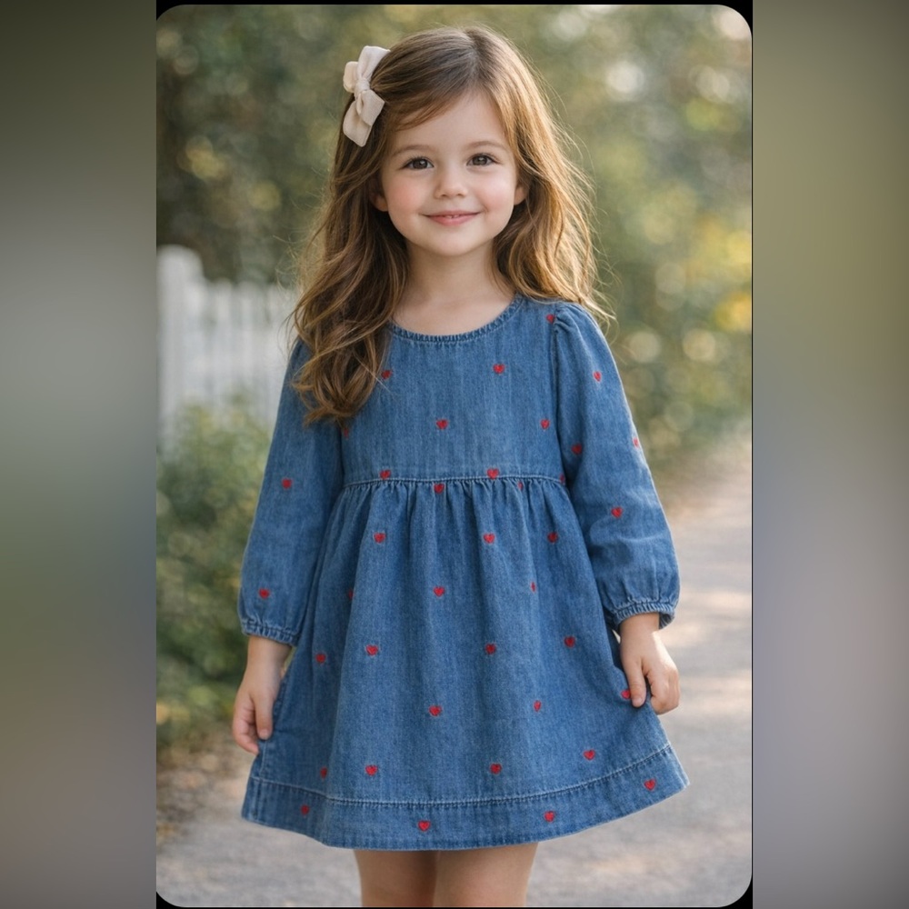 Preppy Classic Gap Kids Americana Denim/Heart Dress